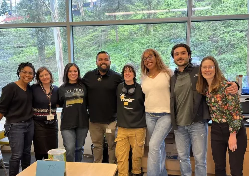 Celebrating Edward Valenzuela’s graduate school admissions. Kaylee Wedderburn-Pugh, Olena Trush, Janeth Ochoa, Edward Valenzuela, Jayden Ross, Jaela Caston, Loukas Diafos, and Elizabeth Crouch.