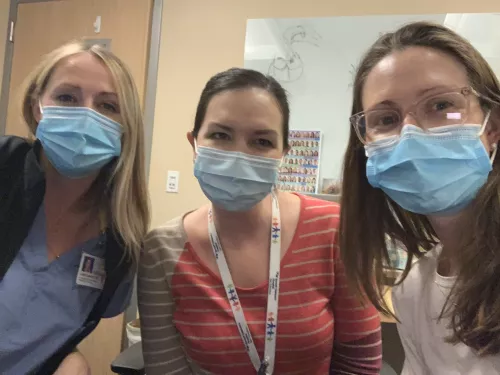 Three UCSF Pediatrics graduates, now attendings (and two Neonatal-Perinatal Medicine graduates too). “If you’re a resident and it’s hard, hang in there. It gets better, and it’s rewarding to do it with friends."